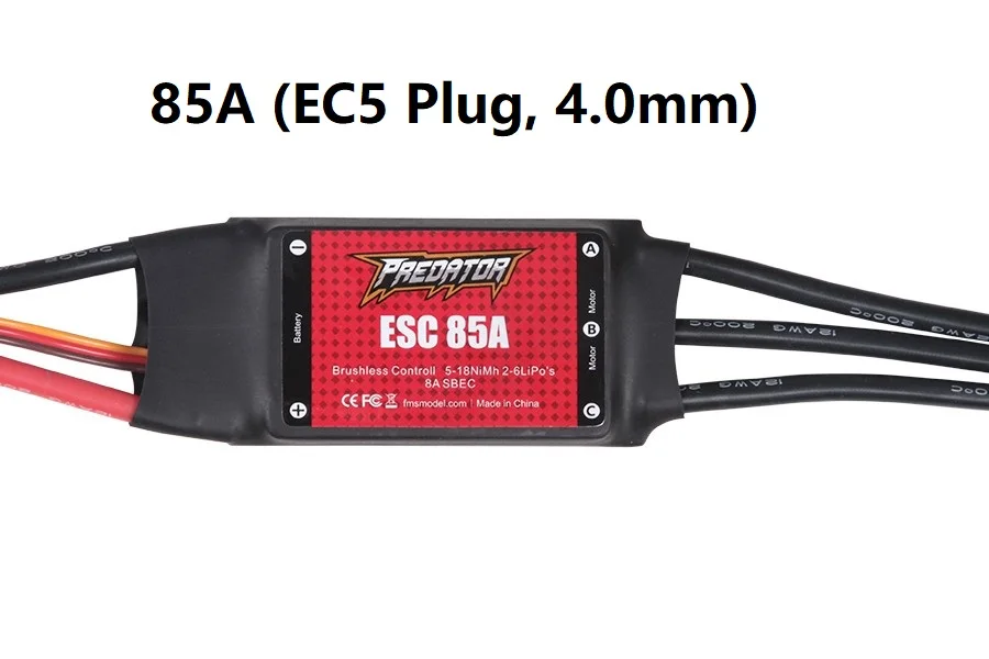 85A (EC5 Plug 4.0mm) FMS ESC контроль скорости брушелесс 6A 12A 20A 40A 50A 60A 80A 85A 100A 130A Хищник RC модель самолета Avion запчасти - Цвет: 85A (EC5 Plug 4.0mm)