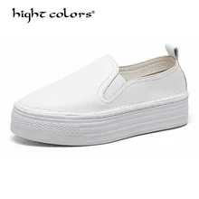 Высота цвета бренда Женские туфли-лодочки Разделение женская кожаная обувь Лоферы без застежки женская обувь на плоской платформе белый Женские туфли-лодочки JIZ50