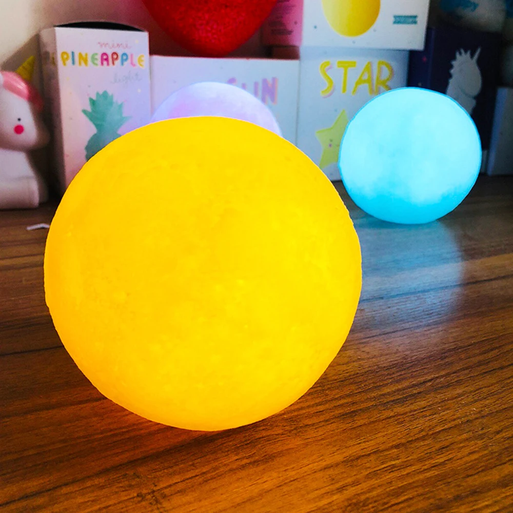 3D Moon Sleep Light Moon Light Christmas Child Gift Moon Light Powder Yellow Blue White 15/12/10/8CM Optional