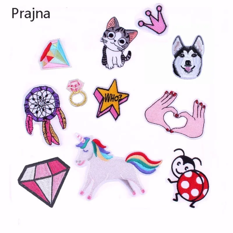 Prajna с единорогом в байкерском стиле Рождество патч кошка помощью утюга