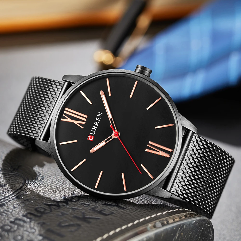 

CURREN Top Luxury Men's Watches Man Quartz Clock Stainless Steel Mesh Band Casual Men Watch Military Sport Relogio Masculino