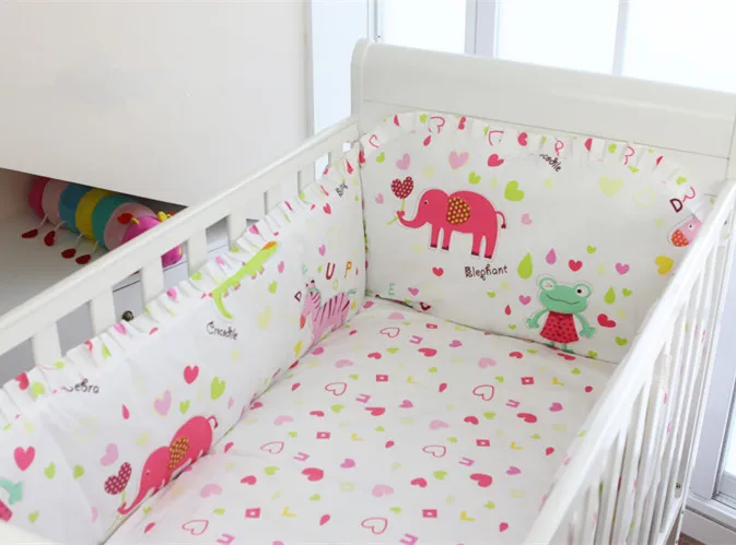 

Promotion! 6PCS Cartoon bedding Baby Cradle Crib Netting Bedding Set for Newborn Baby Products (bumper+sheet+pillow cover)