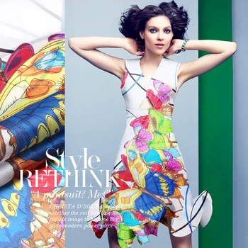 

jenny silk double silk chiffon Chiffon Plaid Dress fabric stiff cloth mesh textured yarn [Eugen] butterflies dancing