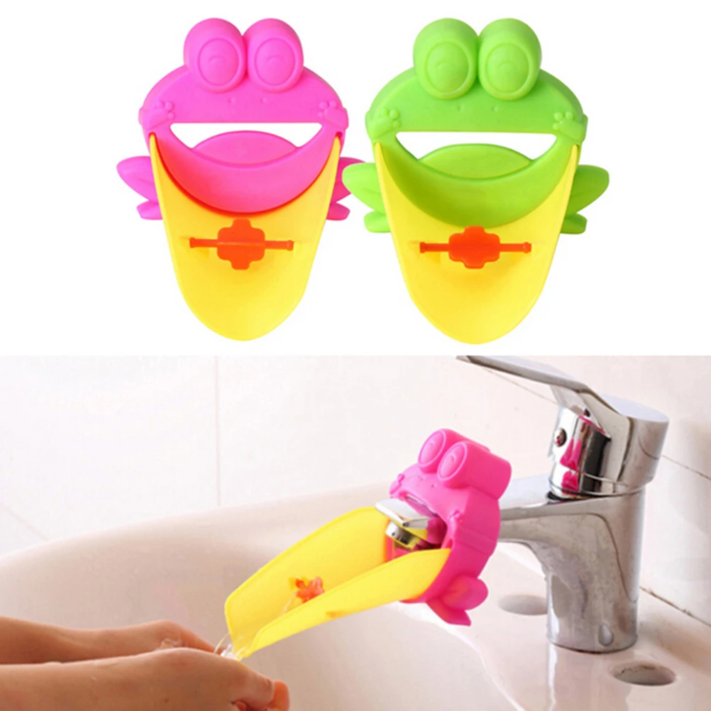 

2 Colors Children Kids Washing Hands Convenient for Baby Washing Helper Cute Frog Bathroom Sink Faucet Chute Extender