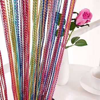 

Window Panel Curtain 2m X1m Silver Leather Line String Curtains Door Divider Yarn String Curtain Strip Tassel Drape Home Decor