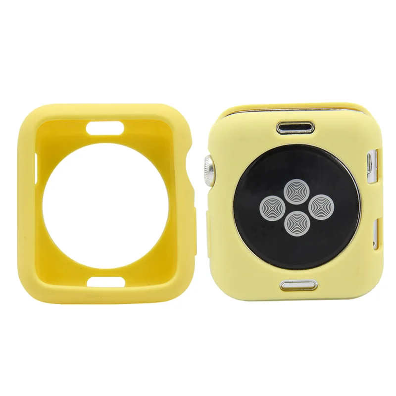 Мягкий чехол из силикона и ТПУ для Apple Watch Band 44 мм 40 мм 42 мм 38 мм цветной яркий защитный чехол для iwatch 4 3 2 1 аксессуар - Цвет ремешка: Yellow