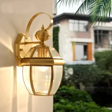 Ретро водонепроницаемый все медные светильники винтажный настенный светильник наружные настенные лампы поверхностного монтажа садовые фонари на крыльцо