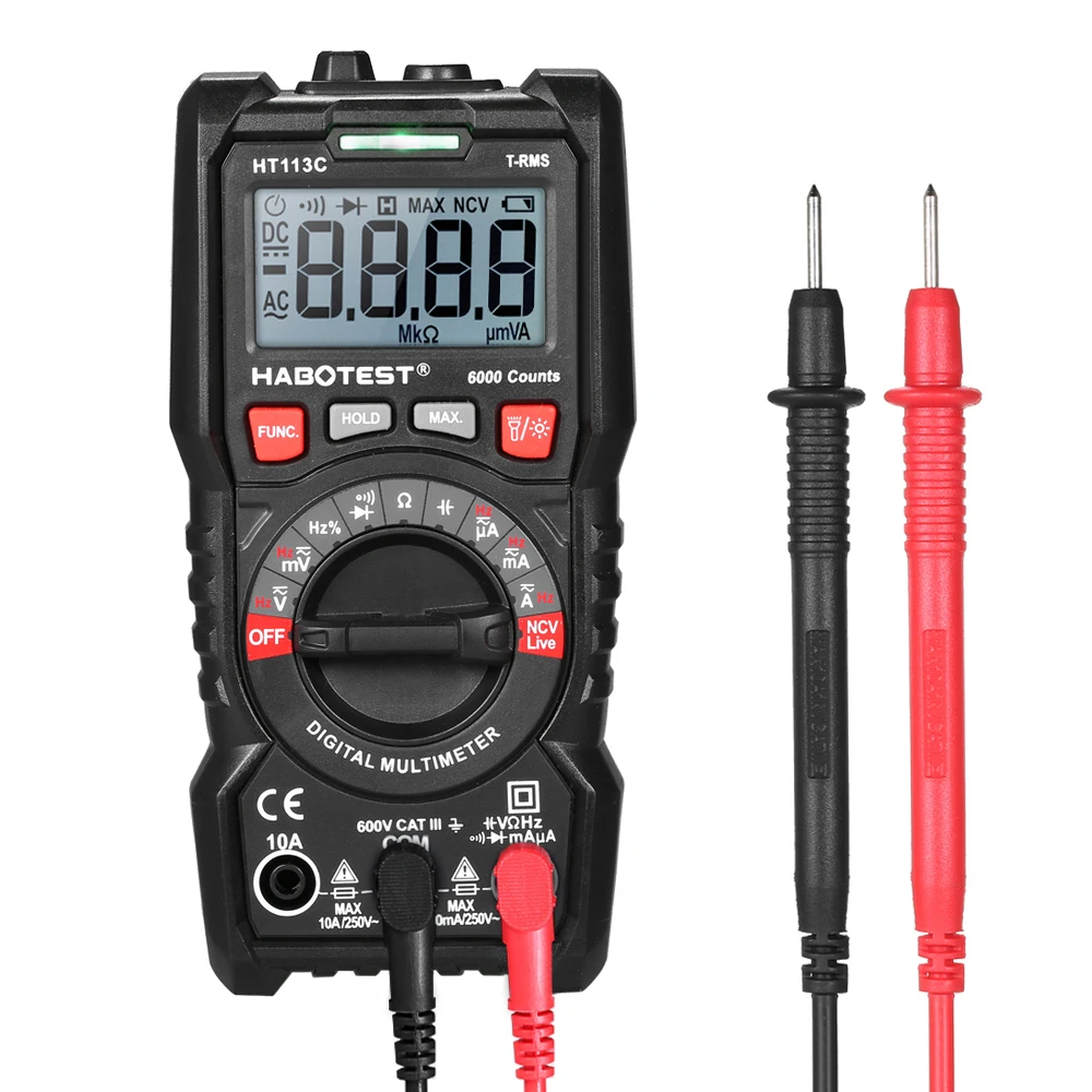 

Digital Multimeter ESR Meter True RMS AC/DC Voltmeter Ammeter NCV Tester with LCD Backlight Flashlight For Laboratory Home