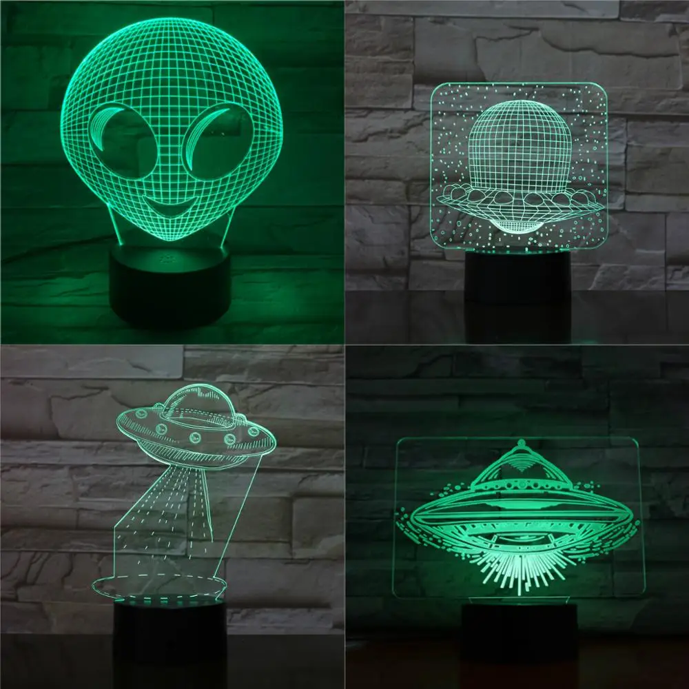 3d лампа Alien UFO с дистанционным управлением ночник космическим кораблем