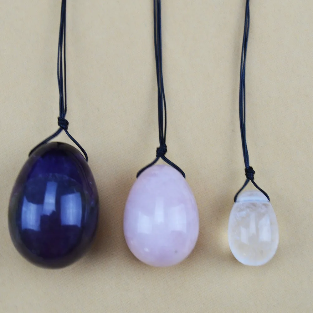 1 Set natural rock crystal drilled egg for kegel exercise pelvic floor muscles vaginal exercise yoni egg ben wa ball 1 Set natural rock crystal drilled egg for kegel exercise pelvic floor muscles vaginal exercise yoni egg ben wa ball