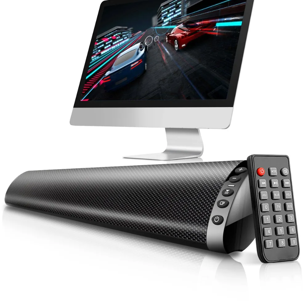Billig 20W Spalte Drahtlose Bluetooth Lautsprecher TV Soundbar Sound Bar Heimkino Musik Stereo Unterstützung TF USB 3.5mm Faser RCA für TV PC