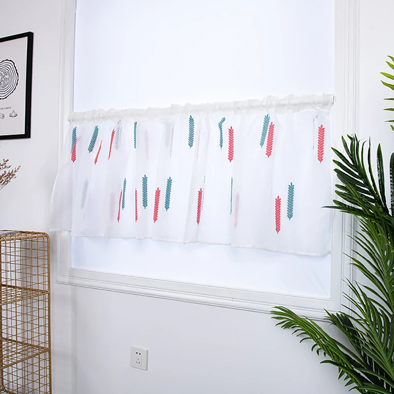 Вышитые пшеничные Короткие шторы Valance Pelmet вуаль занавески для гостиной кухни