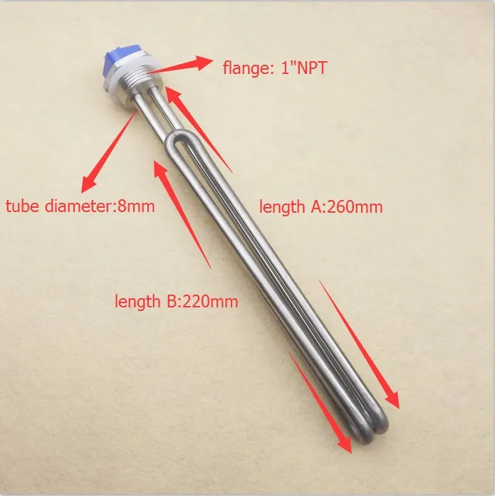 240 в 2500 Вт погружной складной задний водный нагревательный элемент с винтом в 1 дюйм NPT резьбовой трубчатый нагревательный элемент для пивоварения