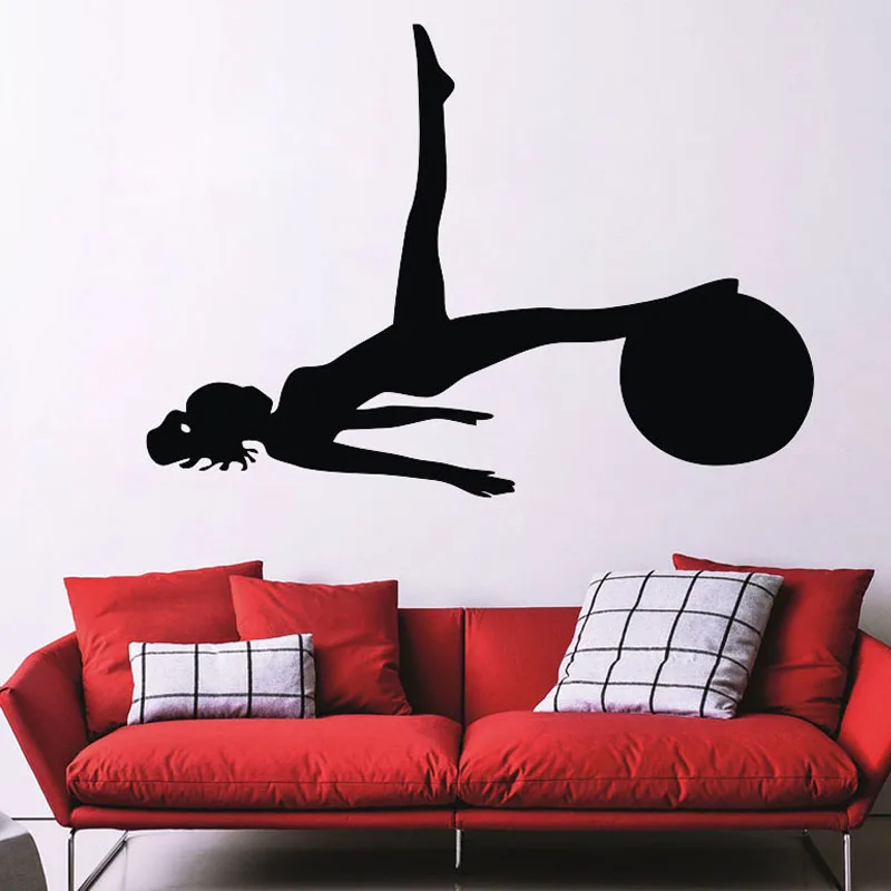 Women With A Ball Pilates Wall Sticker Yoga Sports Gym Wall Decals Art Women With A Ball Pilates Wall Sticker Yoga Sports Gym Wall Decals Art