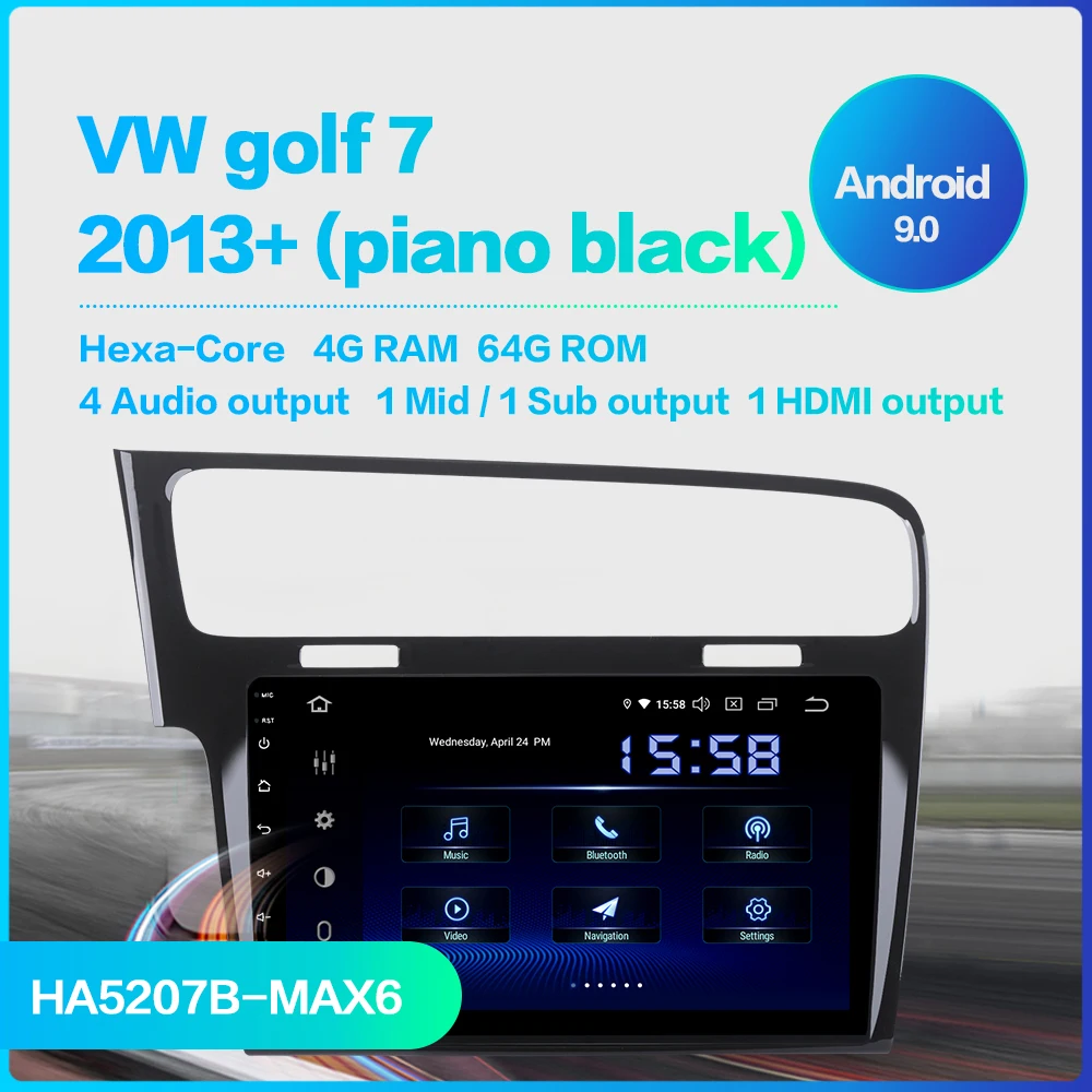 Dasaita Авторадио 1 Din автомобильный Android 9,0 для VW Golf 7 2013 навигация gps 10," ips сенсорный экран HDMI