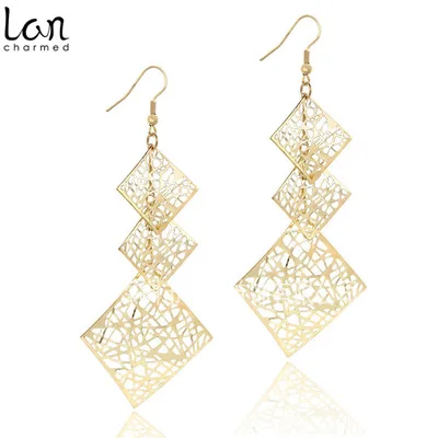 

Explosive gold droplet Pendant Earrings Multilayer metal Earrings Geometric Pendant Earrings