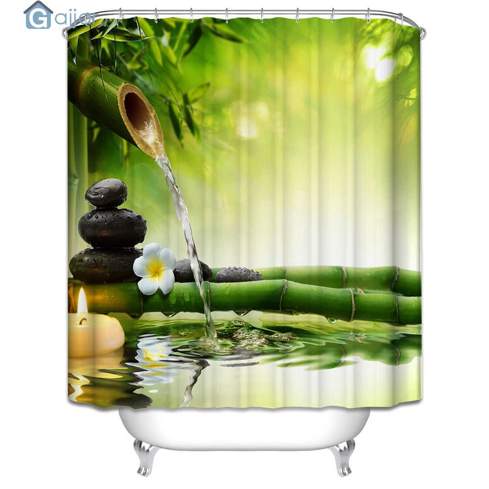 GAJJAR 2019 HOT Sale Fashion Happy Halloween Custom Fabric Waterproof Bathroom Shower Curtain 72x72inch 3D Bamboo style 18Oct24