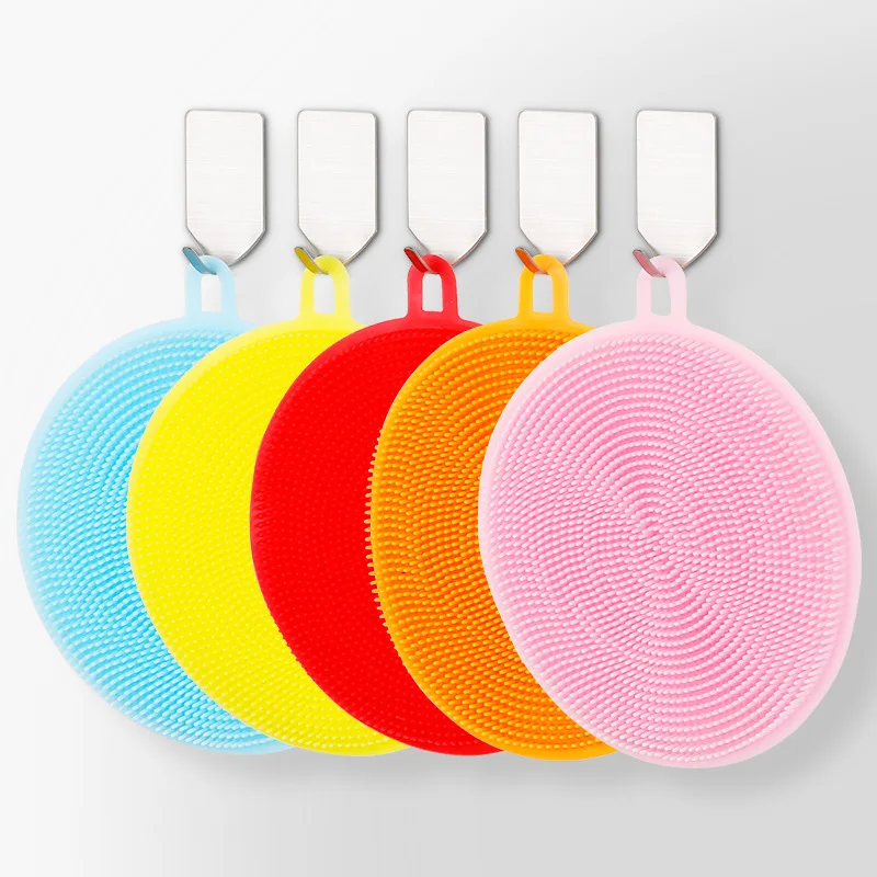 Silicone Dish Bowl Cleaning Brush Multifunction Scouring Pad Pot Pan Wash Brushes Kitchen Cleaner Washing Tool