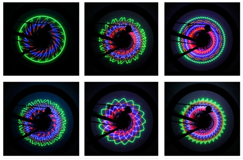 32 шаблон светодиодный Яркий велосипедный колесный бандаж сигнальная лампа для безопасности велосипеда
