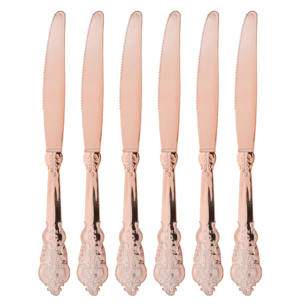 Amagogo 18 Pieces Disposable Plastic Forks Spoons Knifes Party Decorations Rose Gold