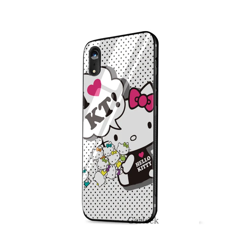 Чехол для телефона из закаленного стекла, Модный чехол hello kitty чехол для iPhone 5 5S SE 6 6s 7 8 Plus X XS XR Max