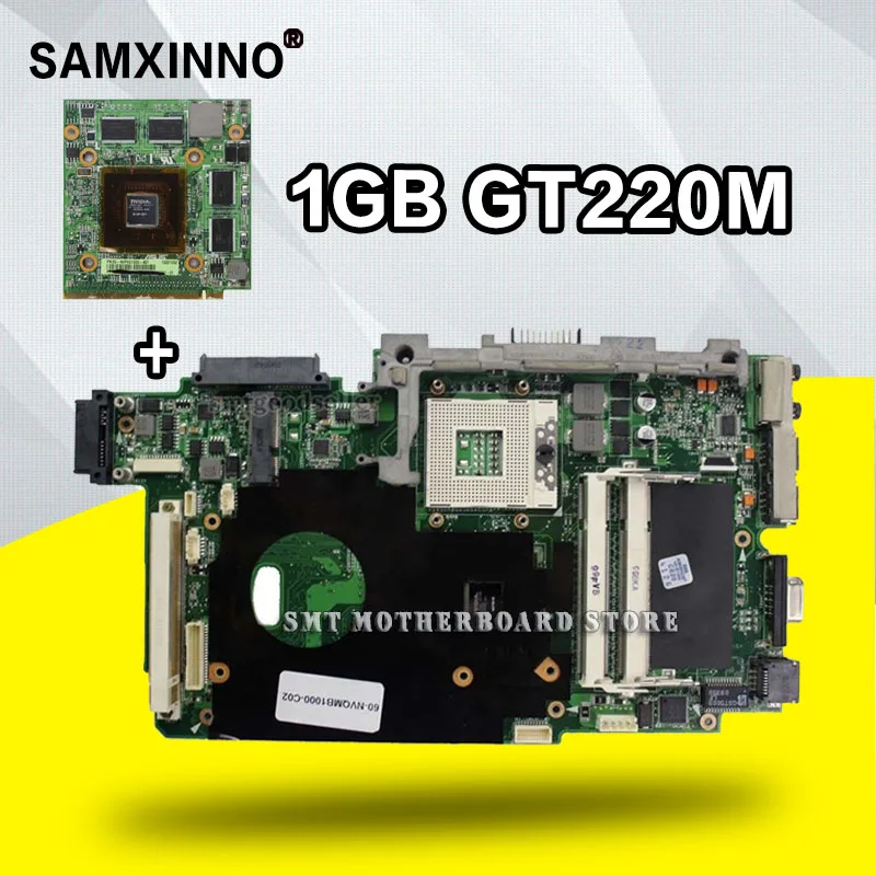 Beste Laotop Moederbord + 1 Gb GT220M Grafische Kaart Video Vga Voor Asus K51 K51IO K61IC K70IO X66IC K61IC K70IC X70IC laptop Moederbord