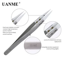 UANME Anti-Static Ceramic Tweezers Electronic Cigarette Industrial Ceramic Tweezers with Insulated Pointed Straight
