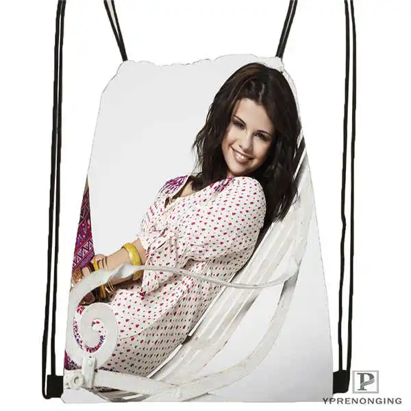 Drawstring Backpack Custom Selena Gomez Cleavage походная сумка на шнурке Cute Daypack Kids Satchel(черная спина) 31x40 cm#180531-03-56 - Цвет: Drawstring Backpack