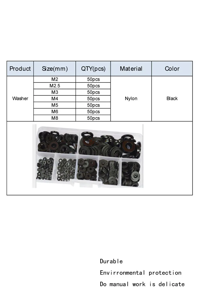Черная нейлоновая плоская шайба с покрытием, пластиковая прокладка для изоляции, уплотнения, набор прокладок, набор колец, набор, коробка M2 M2.5 M3 M4 M5 M6 M8