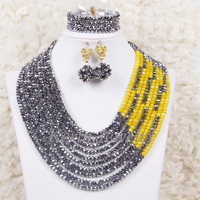 African Beads Jewelry Sets for Nigerian Wedding Crystal Rhinestone Pendant Necklace Set Free Shipping KL097 |