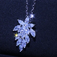 Новое поступление Несколько листья Циркон Цепочки и ожерелья s& Подвески для женщин ювелирные изделия CZ Кристалл Свадебное колье Цепочки и ожерелья