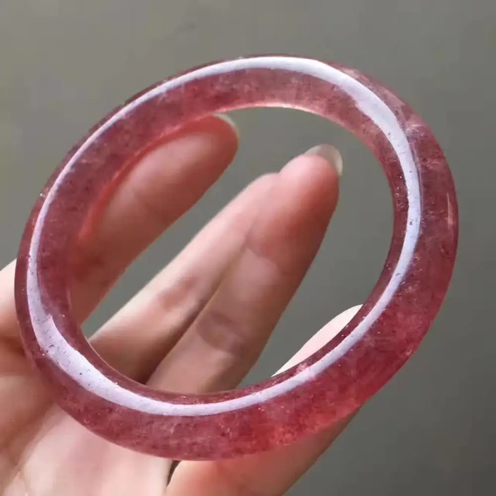 Free Shipping Natural Ice Strawberry Quartz Crystal Woman Round Bangle Inner Diameter 55mm | Украшения и аксессуары