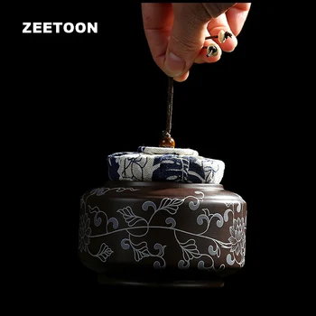 

330ml Authentic Yixing Vintage Hand Painted Peony Mini Tea Cans Purple Clay Candy Sealed Storage Nut Box Bottle Coffee Beans Jar