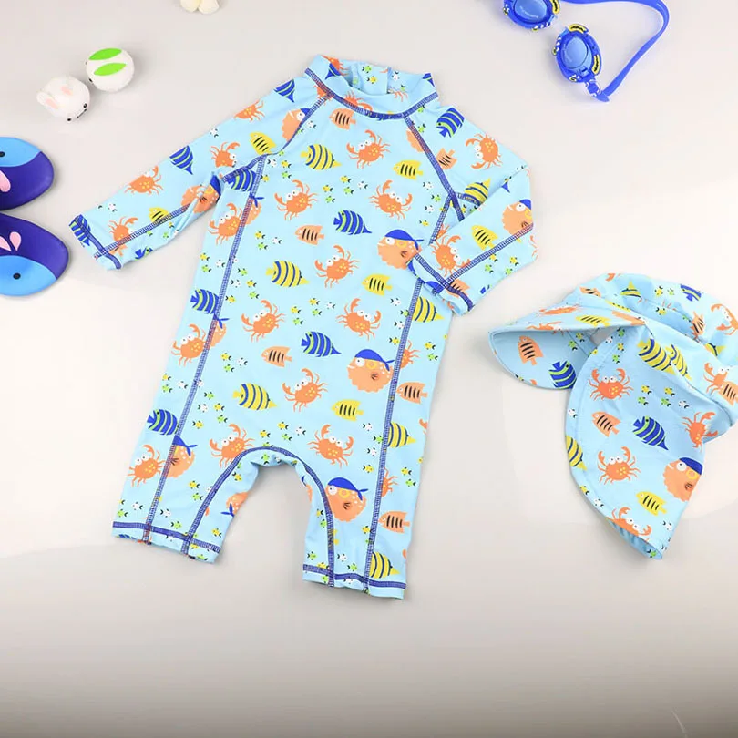 

Swimsuit For Baby Boys Cartoon Crab Pattern Beach Sunscreen Clothing Kids Boy Swimwear Infant Bathing Suit Newborn Toddler 0-6Y