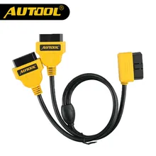 AUTOOL 50 см OBD2 Кабельный разъем универсальный автомобильный OBD 2 адаптер 1 до 2 разделительный провод 16pin OBDII Мужской Женский удлинитель