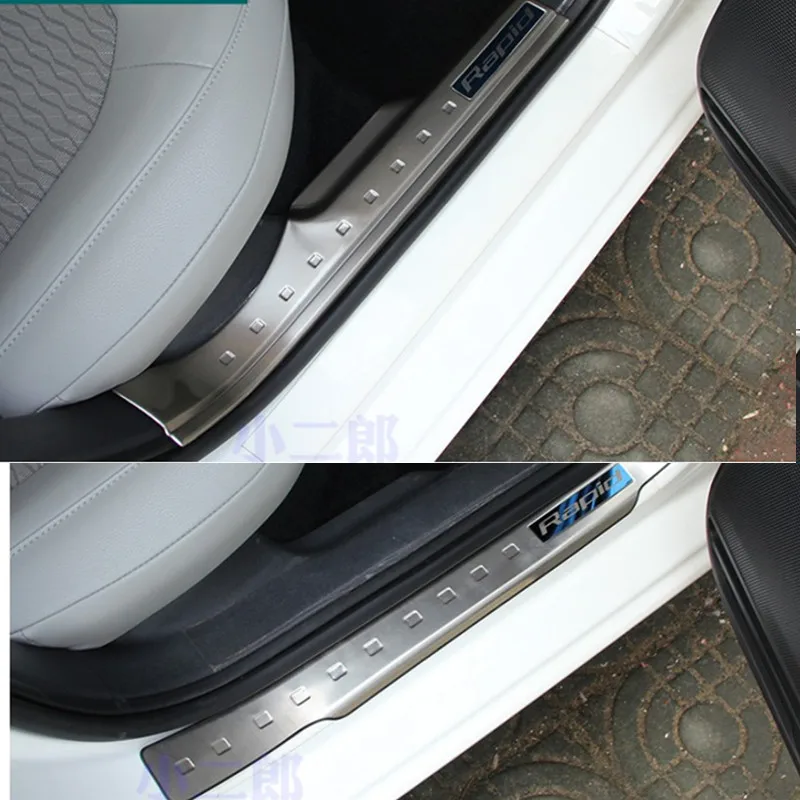 Автомобильный Стайлинг для 2013- Skoda Rapid аксессуары из нержавеющей стали защита порога автомобильной двери пороги Накладка защита