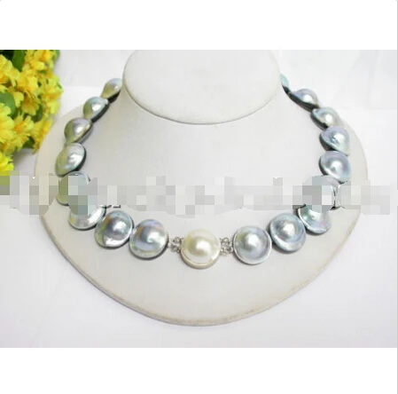 

Free shipping >>>>>>21MM 100% NATURAL GRAY SOUTH SEA MABE PEARL NECKLACE