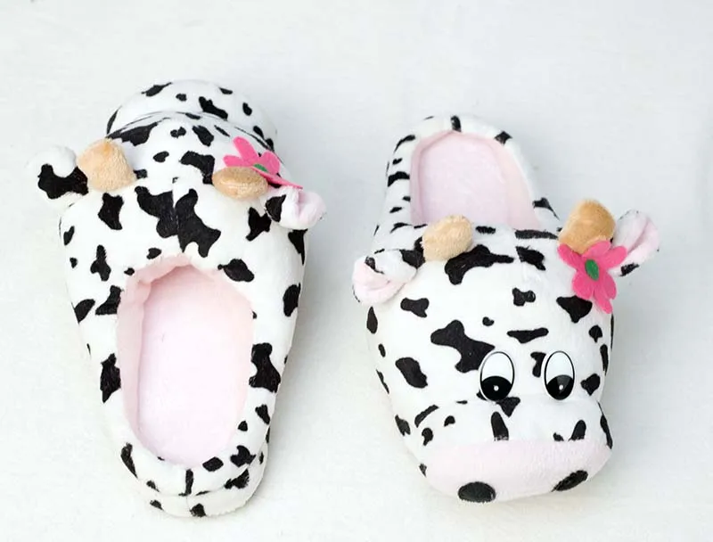Men&Women Indoor Soft Shoes cow Slippers Winter Warm Cotton Plush Special custom Slipper Cartoon Slipper floor lovers shoes