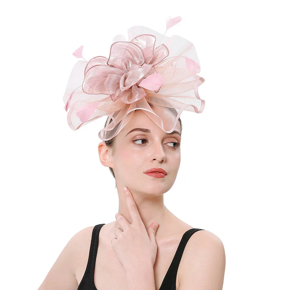 Pink Headwear FS очарование элегантные церковные платья женщин Кентукки Дерби шляпа цветок повязка на голову женский головной убор Свадебные аксессуары для волос шляпы - Цвет: Pink Headwear
