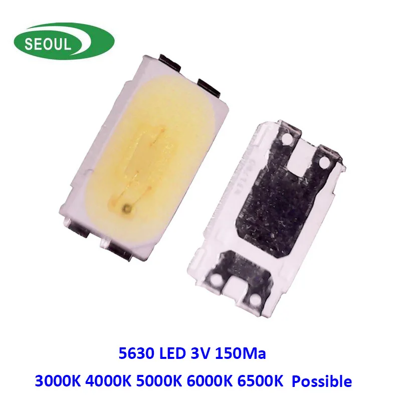 Сеульский Диод Белый SMD 0,5 Вт светодиодный 5630 3000 К 4000 к 5000 К 6000 К 6500 к супер яркий чип SMD5630 SMD 150mA PCB SMT излучающий диод