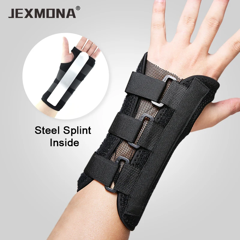 Medical wrist splint brace adjustable steel wristband guard protector