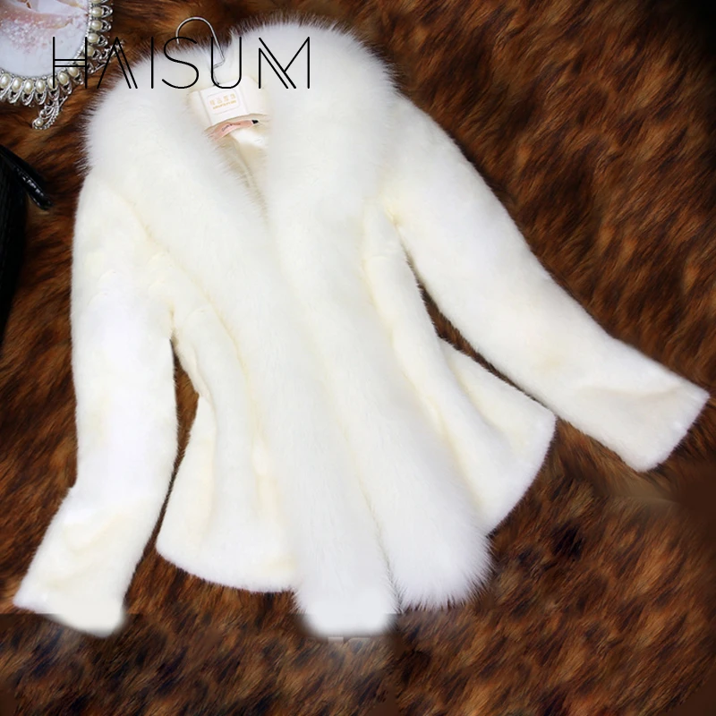 Women's Faux Fur Jacket Winter Warm Black / White Imitation Fox Fur Short Temperament Young Lady 2018 New Comfort Brand Nv020