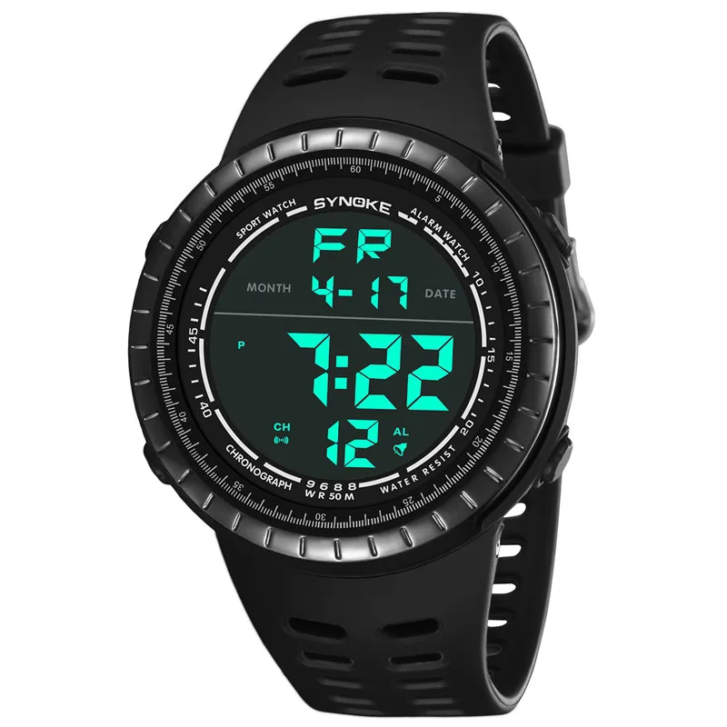 Relogio Masculino Men Watch LED Military Waterproof Digital Wrist Watch Sports Electronics Watches Male Clock With Box Horloges - Цвет: black