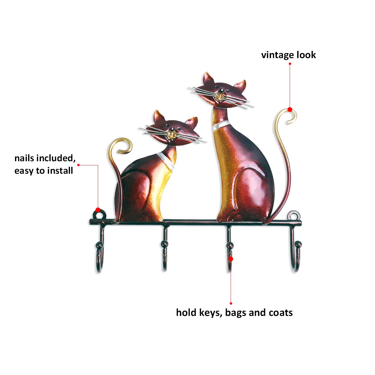 Tooarts Железный Кот ключница настенная для ключей декор крючки для одежды держатель для ключей настенный Декор вешалка для одежды крючок настенный крючки на стену