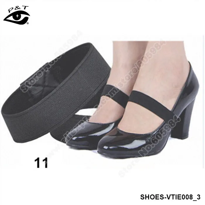 No slip Solid Adustable Shoe Straps / Shoe Bands Black Elastic Shoe Laces for loose Shoes