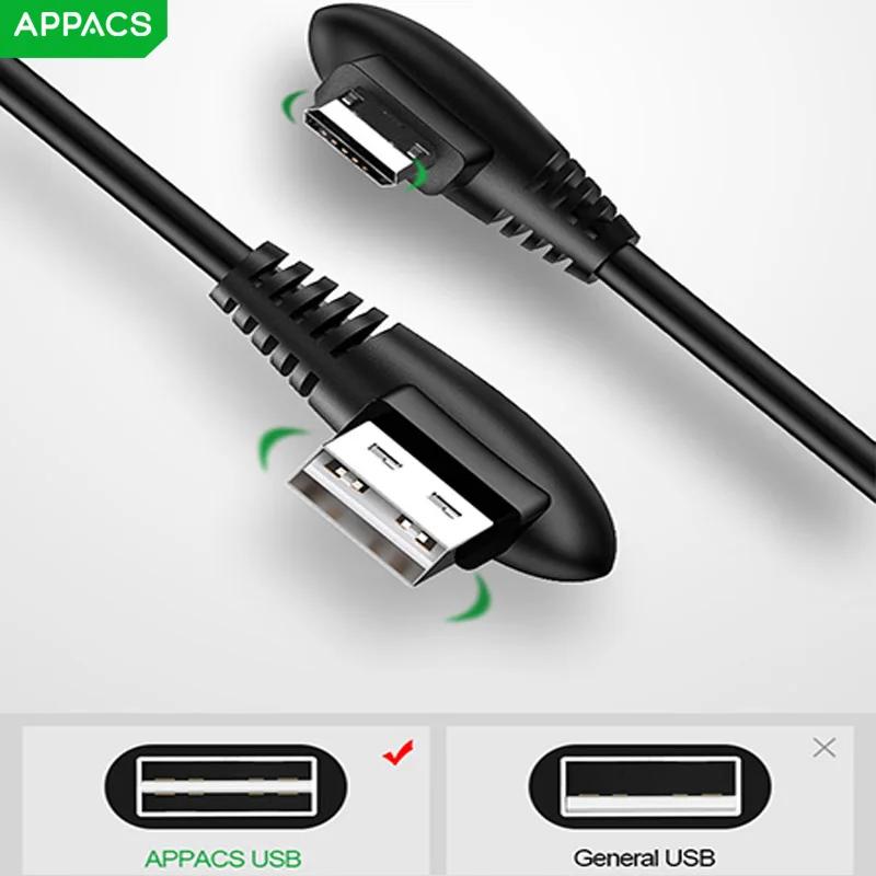 Кабель для быстрой зарядки APPACS 1,2 M 2.4A Micro usb-конвертер Разъем для samsung 90 градусов USB синхронизация данных Android зарядный кабель