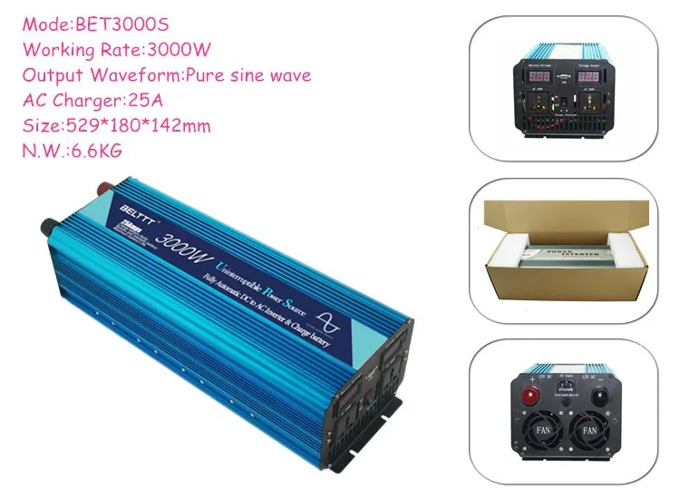 BELTTT UPS Инвертор солнечной энергии 12V 220V 2000W солнечный инвертор с зарядным устройством