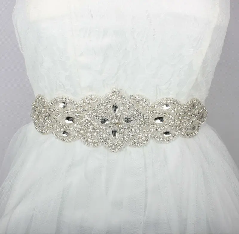 

New Luxury Europe Style Rhinestones Bridal Sashes Handmade Wedding Dress Belt Made of Beaded Trims
