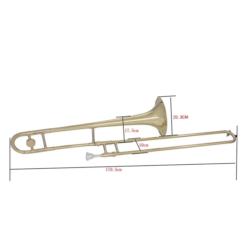 SLADE Alto Trombone Золотой Лак Bb тон B плоский духовой инструмент с cupronicel мундштук Чистящая палочка чехол