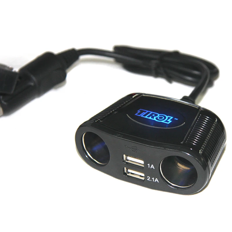 Tirol 4 way port Car Van Cigarette Extension Socket Splitter Lighter Power Adapter USB2 0 Charger